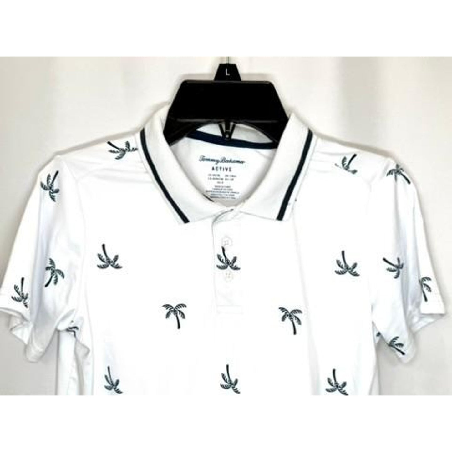 Tommy Bahama Active Boys Polo Shirt Size M 7/8 White Palm Tree Print Golf Tee