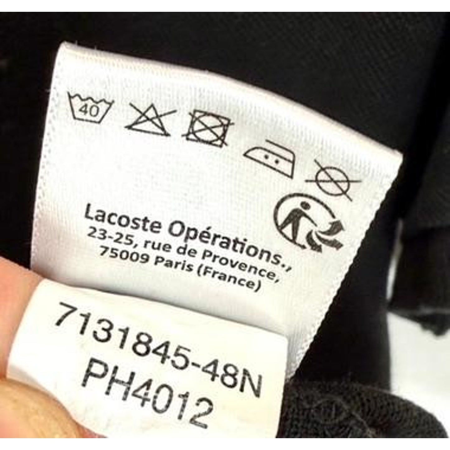 Lacoste Slim Fit Polo Shirt Mens Medium Black Short Sleeve Cotton Pique PH4012