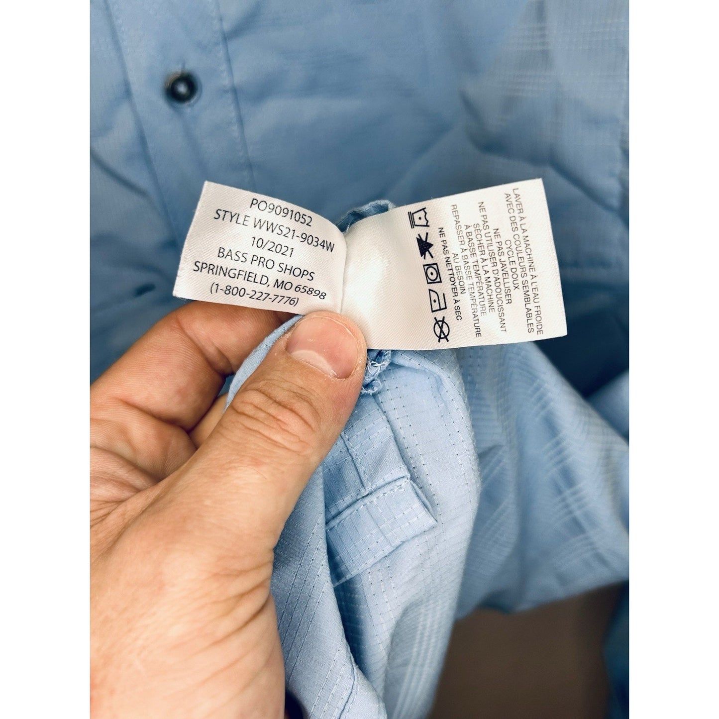 World Wide Sportsman Light Blue Long Sleeve Fisherman Button Up Shirt Men’s XL