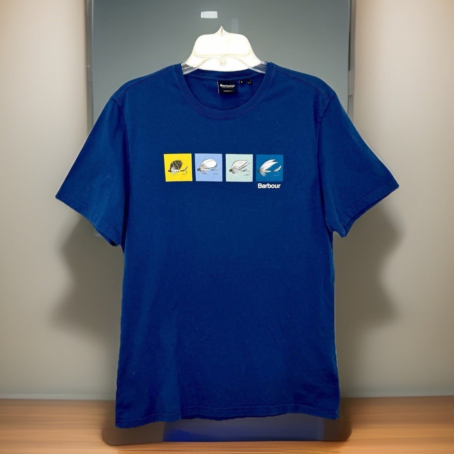 BARBOUR T-Shirt Fish Fly Tee / Estate Blue / Men’s Size Large