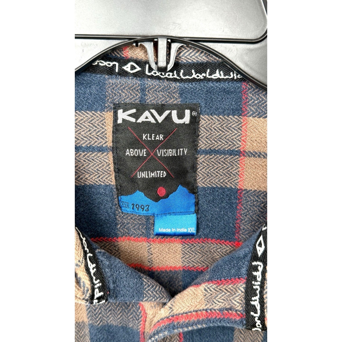 KAVU Men's Big Joe Flannel Shirt Large Plaid Cotton Corner Clay Size XXL