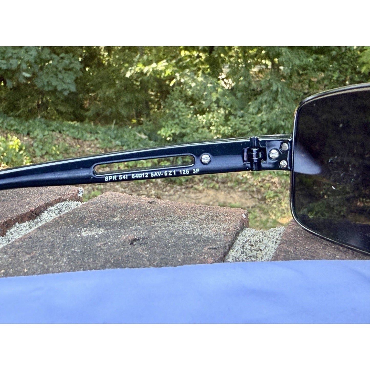PRADA SPR 54I Sunglasses Polarized Silver Metal Blue Lens 64 12 125 With COA