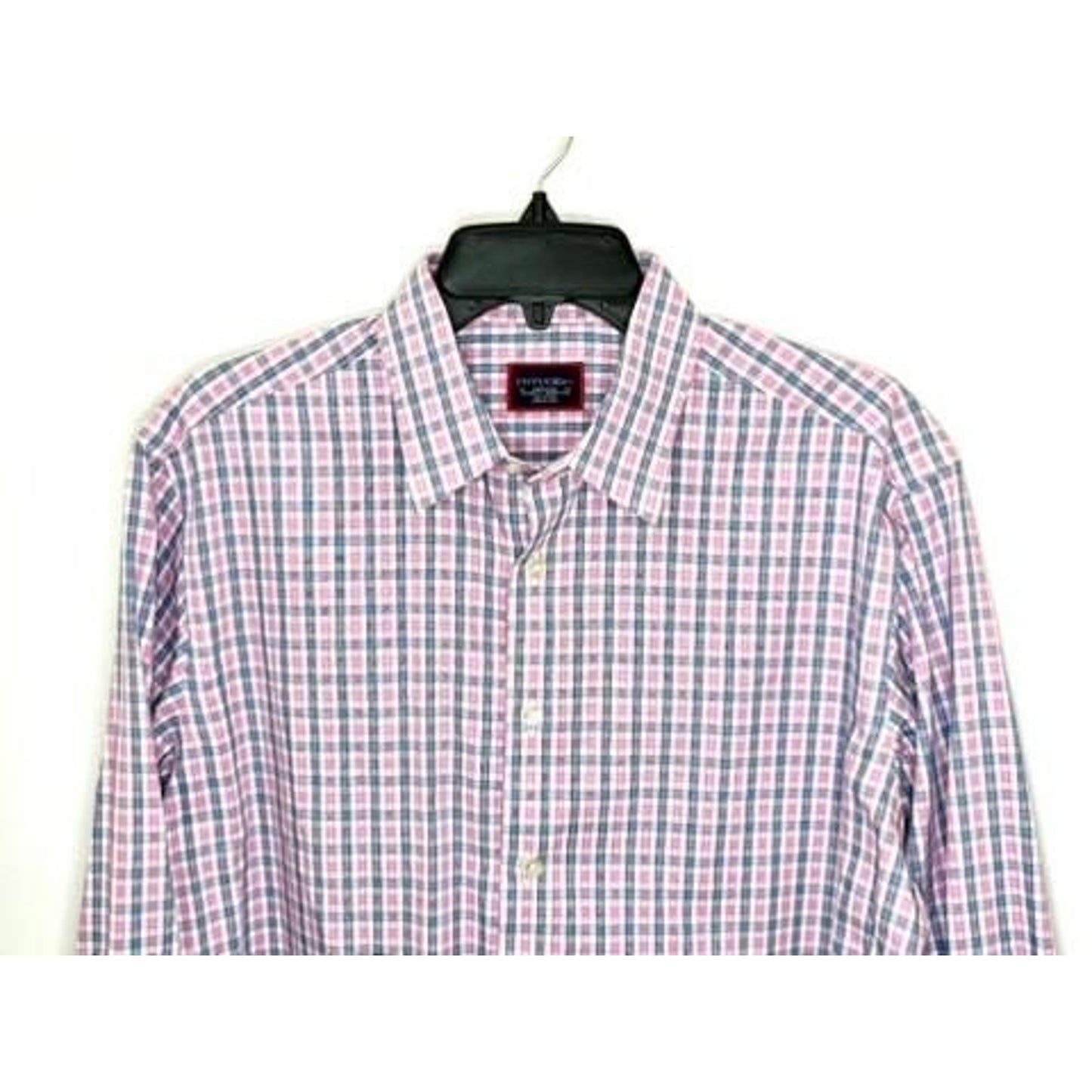 UNTUCKit Dolcetto WF Shirt Mens Medium Pink Blue Plaid Wrinkle Free Cotton L/S