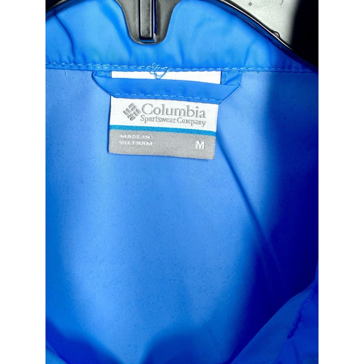 Columbia Womens Switchback III Rain Jacket Blue Sz M Packable Hooded Windbreaker
