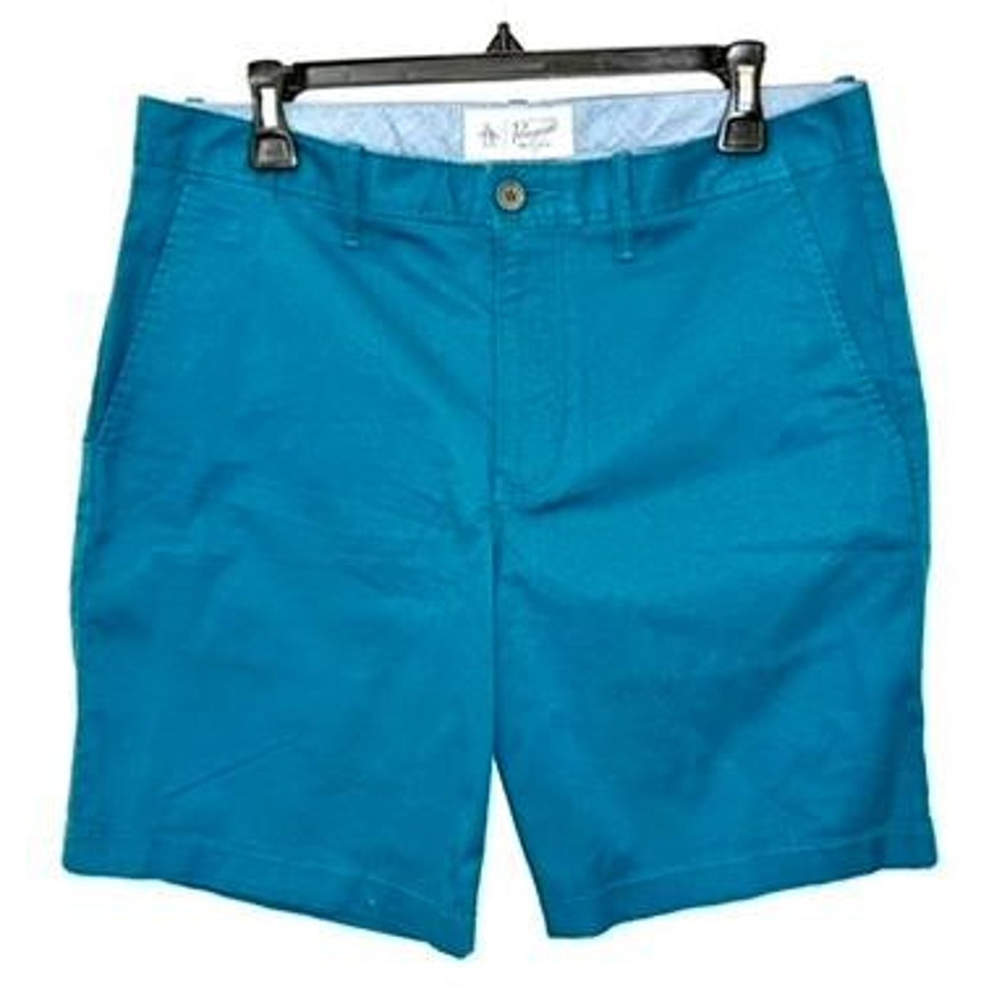 Original Penguin Mens Chino Shorts Size 32 Teal Blue Cotton Blend Stretch