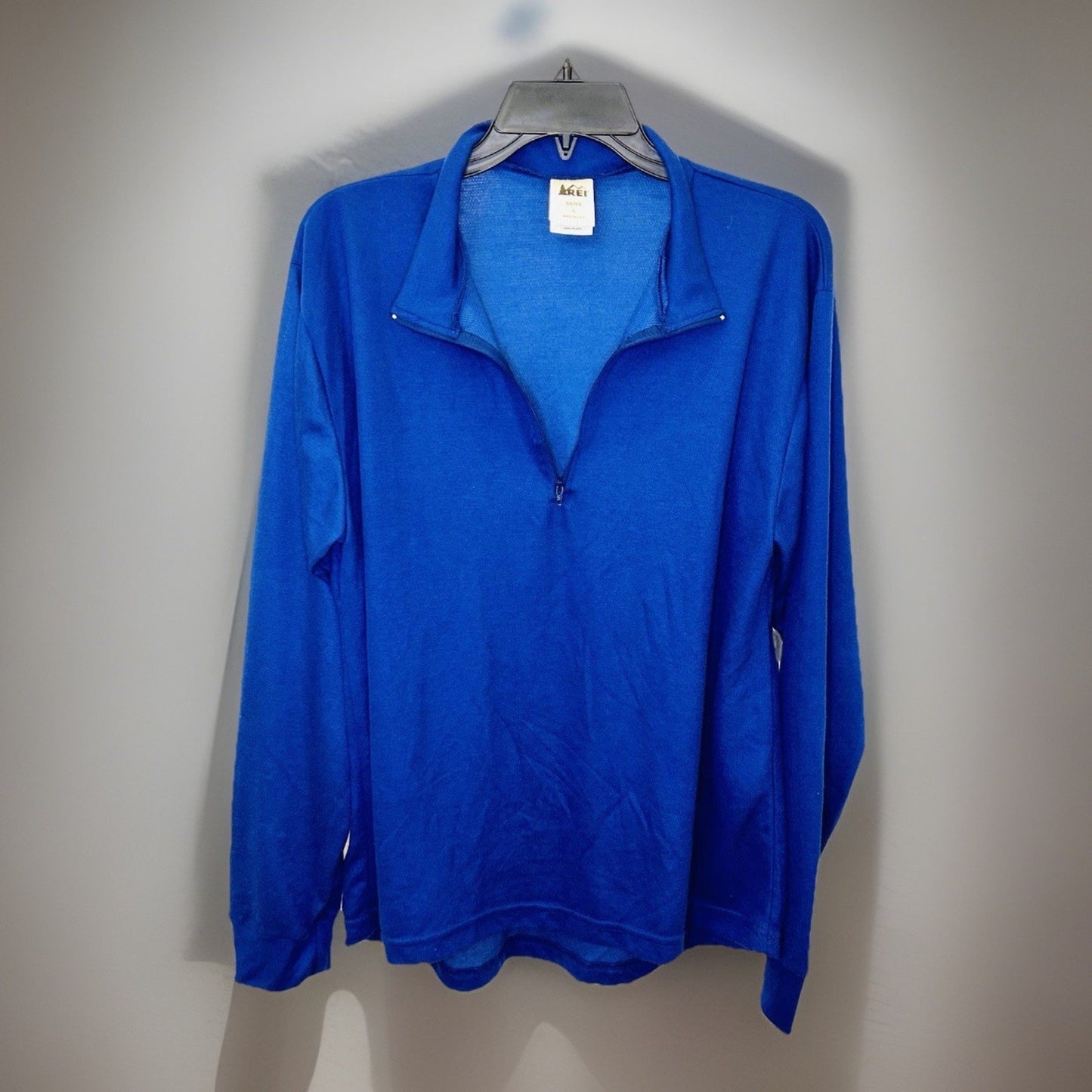 REI Co-op 1/4 Zip Pullover Sweatshirt Men's Large Blue Stretch Active Outdoor