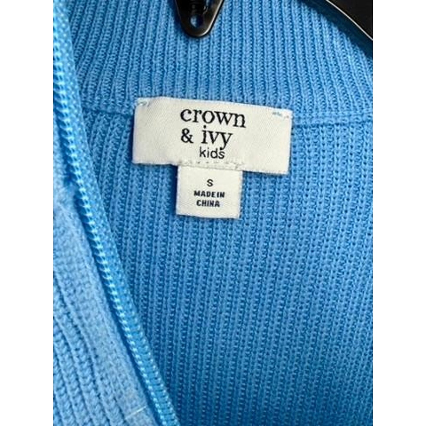 Crown & Ivy Kids Boys Size S Blue White Navy Colorblock 1/4 Zip Knit Sweater