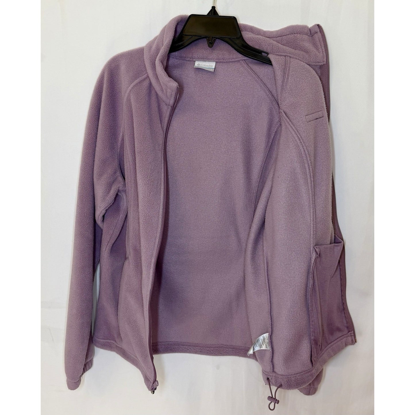 Columbia Women's Gray Polyester Jacket L Full Zip Solid Fleece Pockets Purple