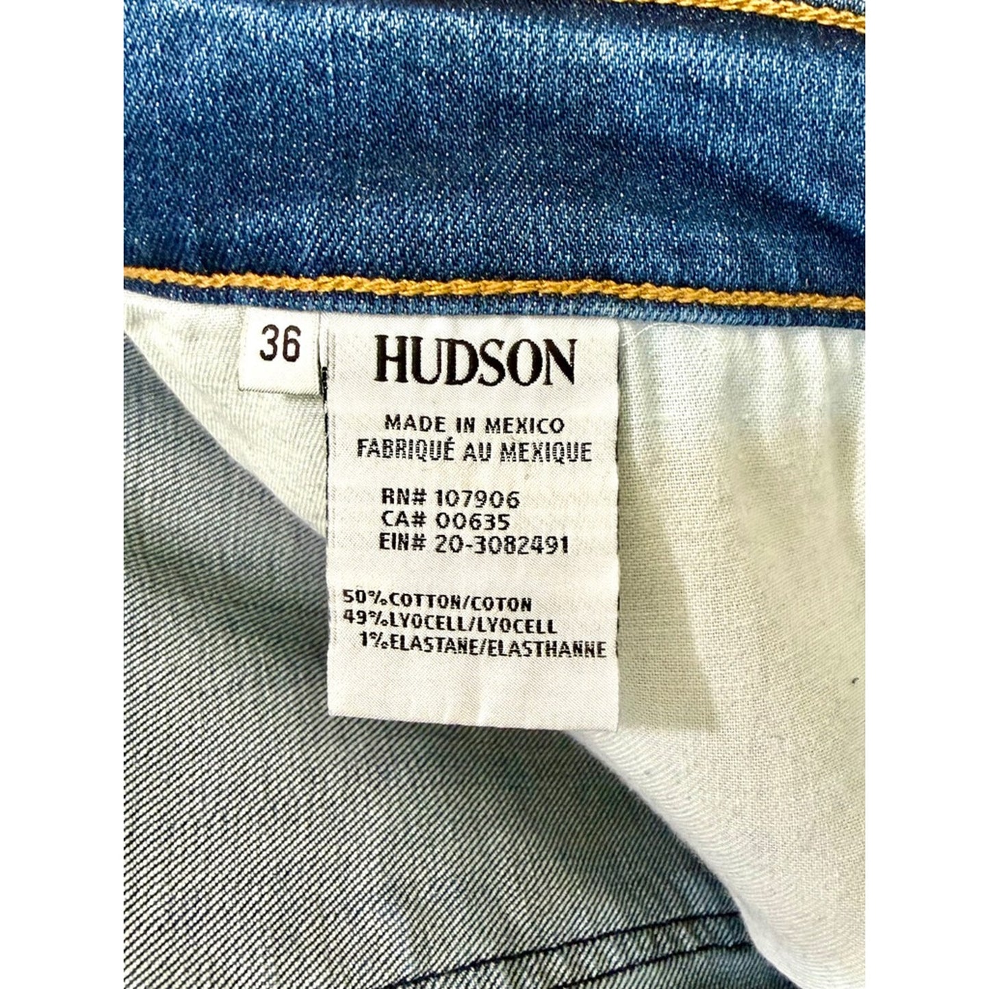 Hudson Blake Slim Straight Jeans Mens 36 Blue Stretch Denim Pants