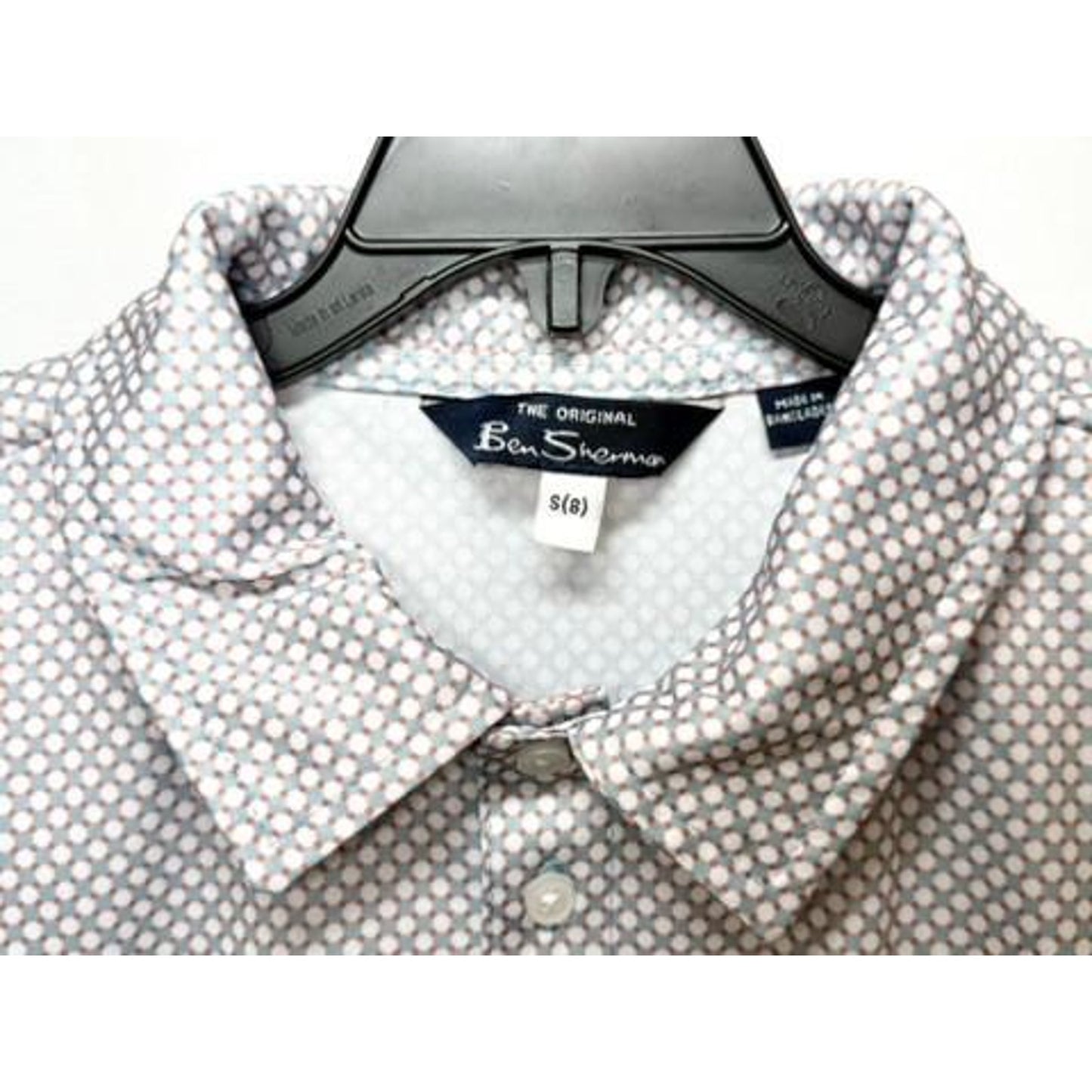 Ben Sherman Boys Polo Shirt Size S 8 Blue Orange Geometric Short Sleeve Casual