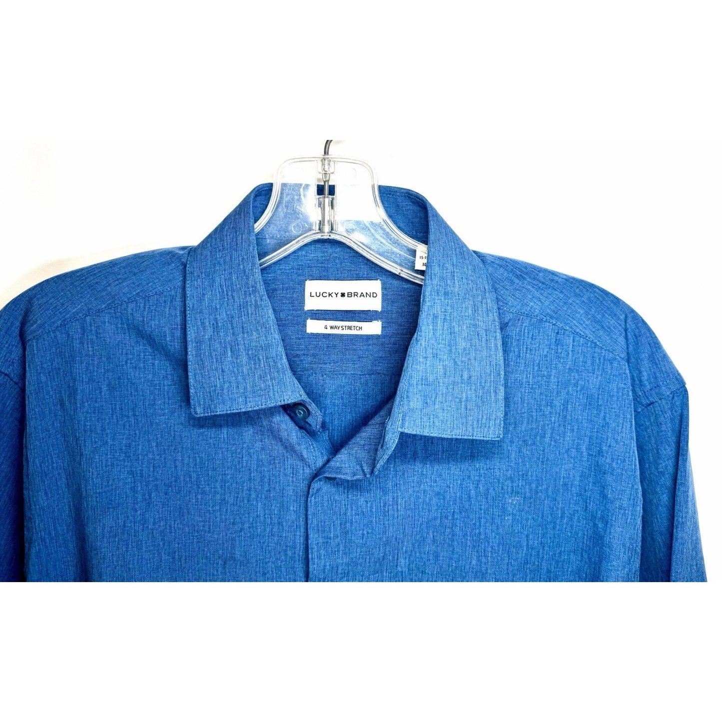 Lucky Brand 4 Way Stretch Slim Fit Western Classic Dress Shirt Sz M Medium Blue