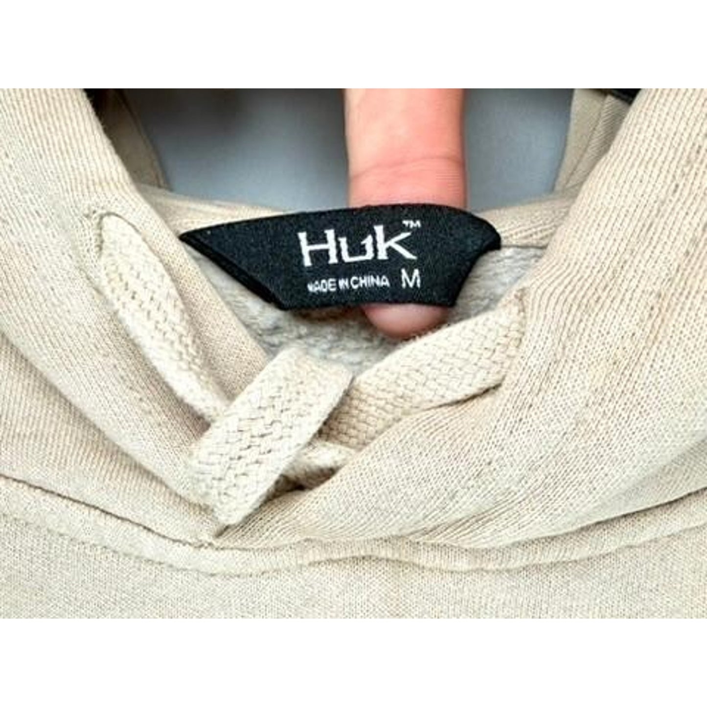 Huk Performance Fishing Hoodie Mens Medium Beige Cotton Blend Pullover