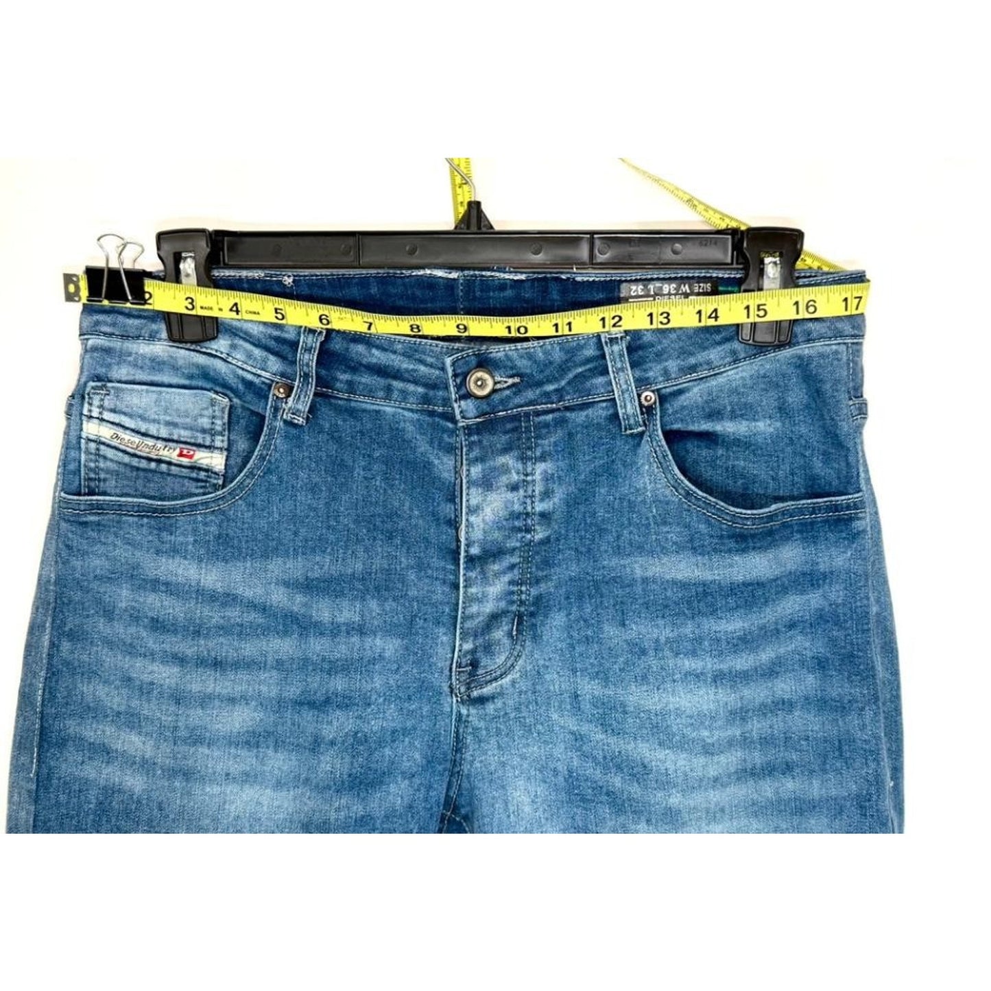 Diesel Buster Slim Tapered Jeans Mens 36x32 Blue Wash 0835E Made in Italy Denim