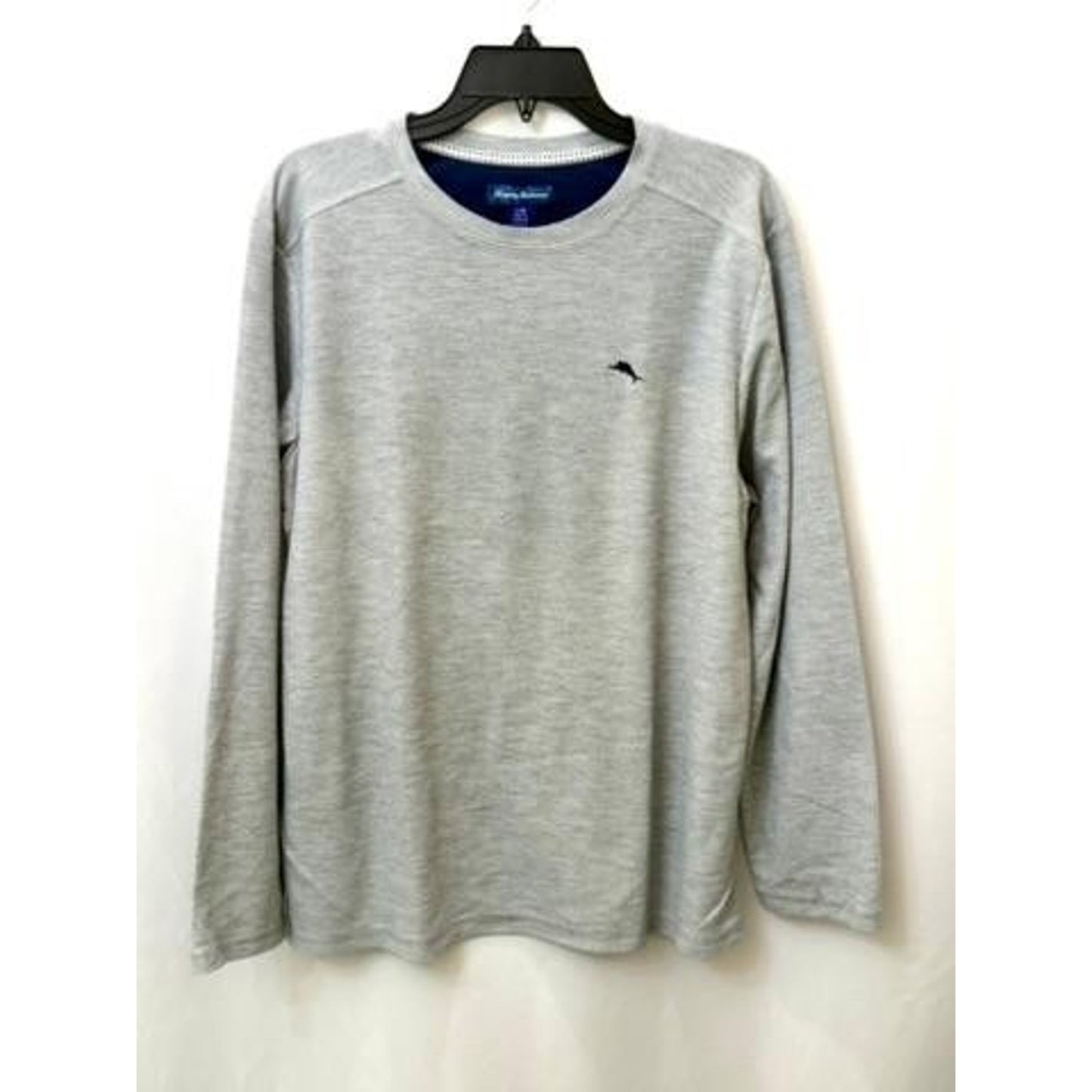Tommy Bahama Shirt Mens Large Gray Long Sleeve Marl Knit Marlin Logo Pullover