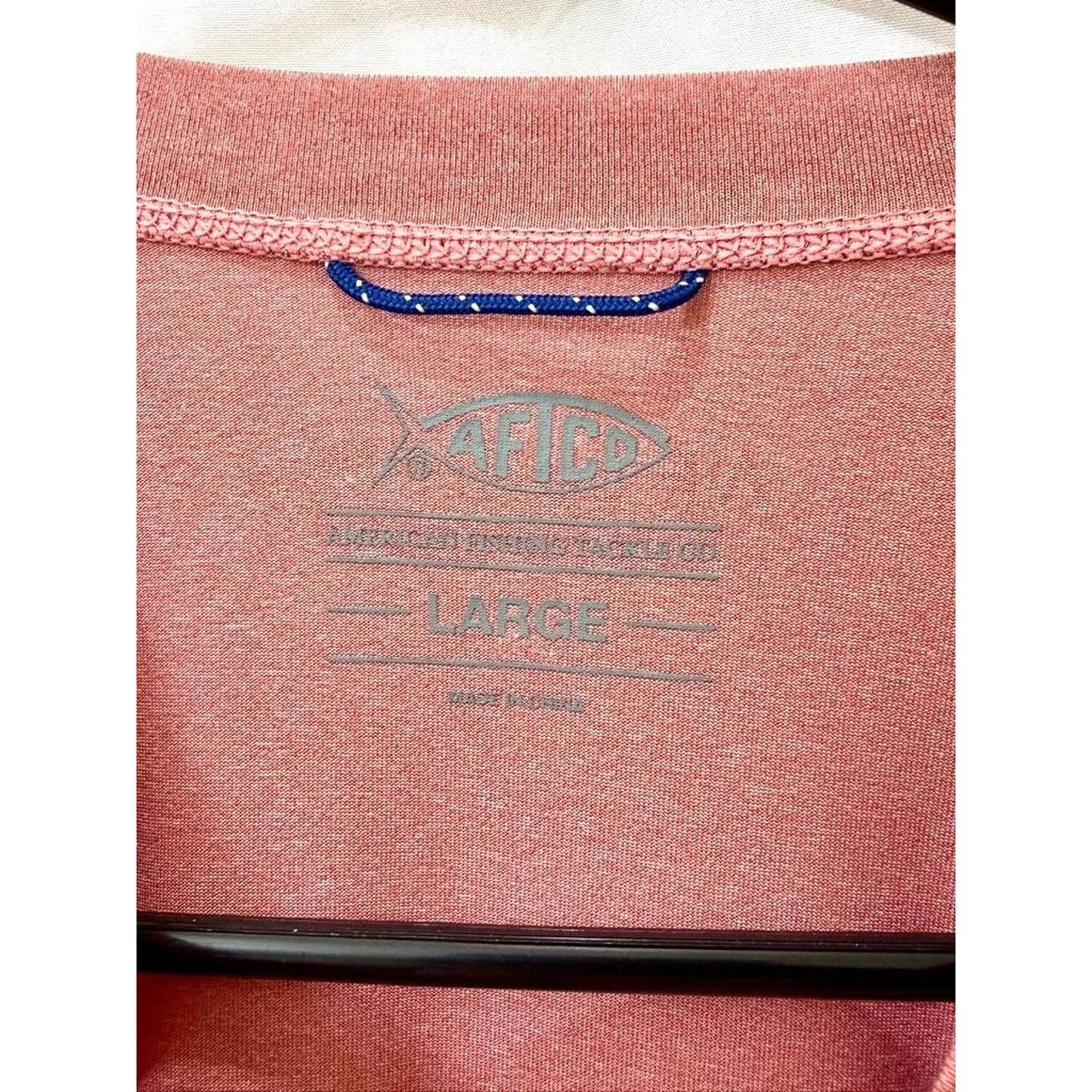 AFTCO Fishing Shirt Mens Large Salmon Pink Long Sleeve Sun Protection