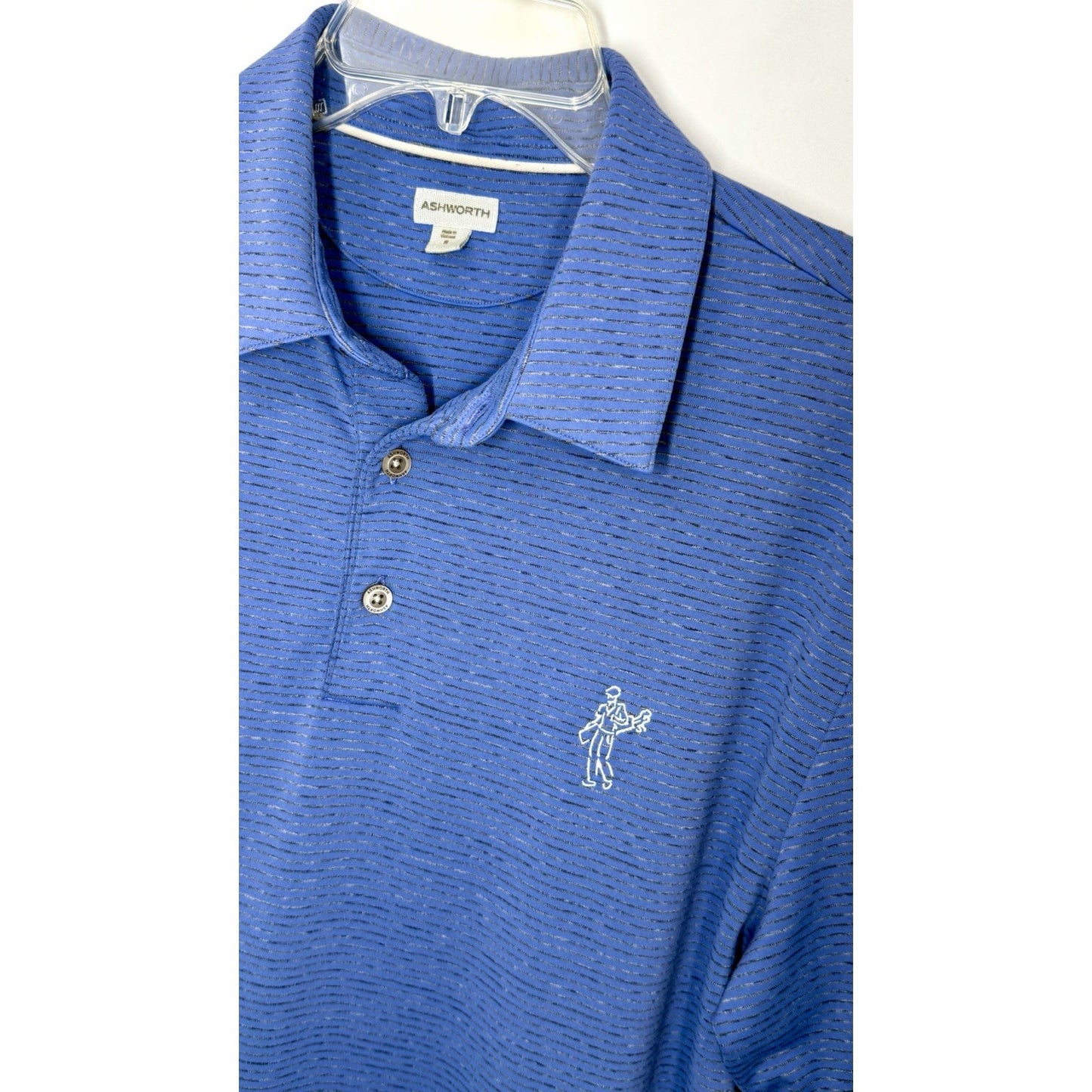 ASHWORTH EZ-TECH Mens M Blue Luxury Cotton Polo Shirt CAPE NEDDICK COUNTRY CLUB