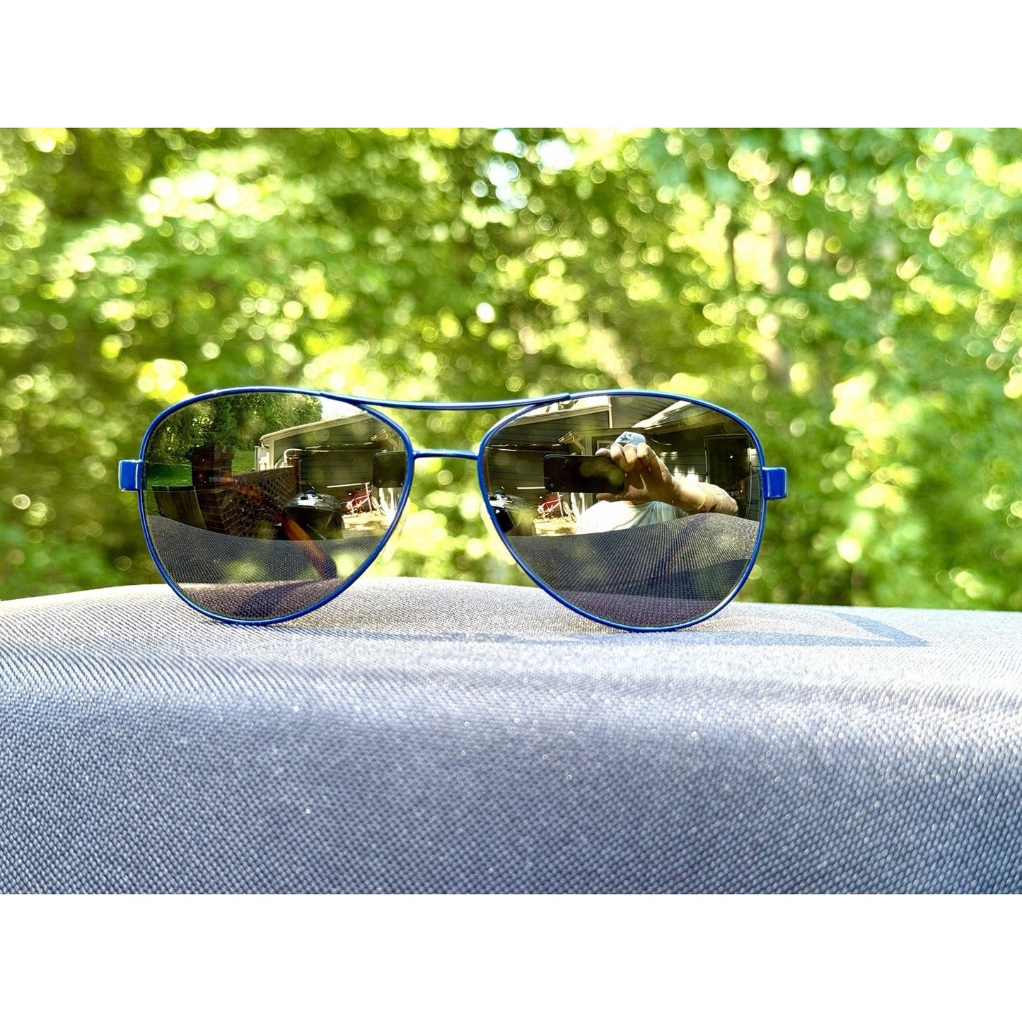Burberry BE3080 Navy Blue Aviator Sunglasses Check Pattern Temples 59-14-135