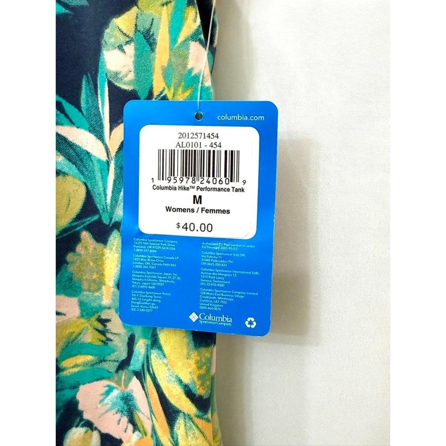 Columbia Hike Performance Tank Top Womens Medium Blue Floral Omni-Wick NWT