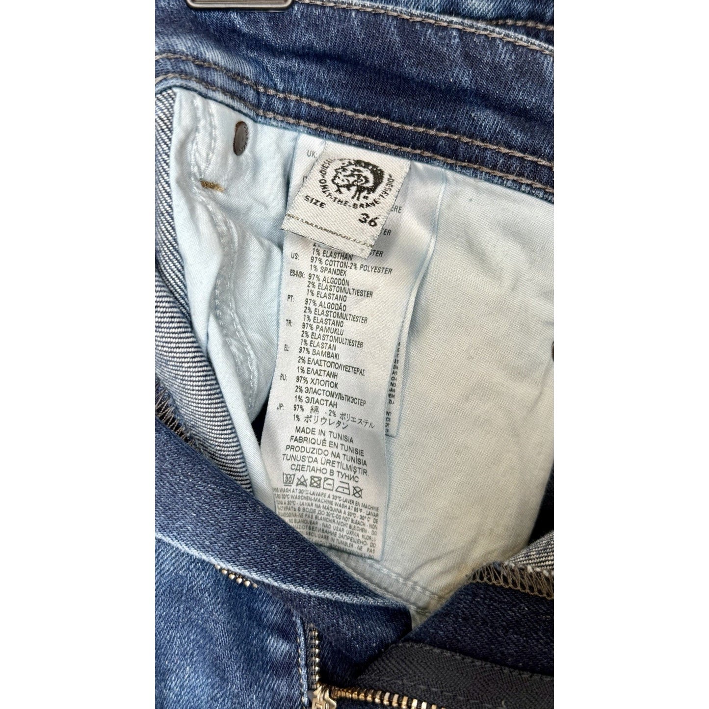 Diesel Thavar-XP Slim Skinny Jeans Men’s Medium Wash Stretch Denim Fits 36x32