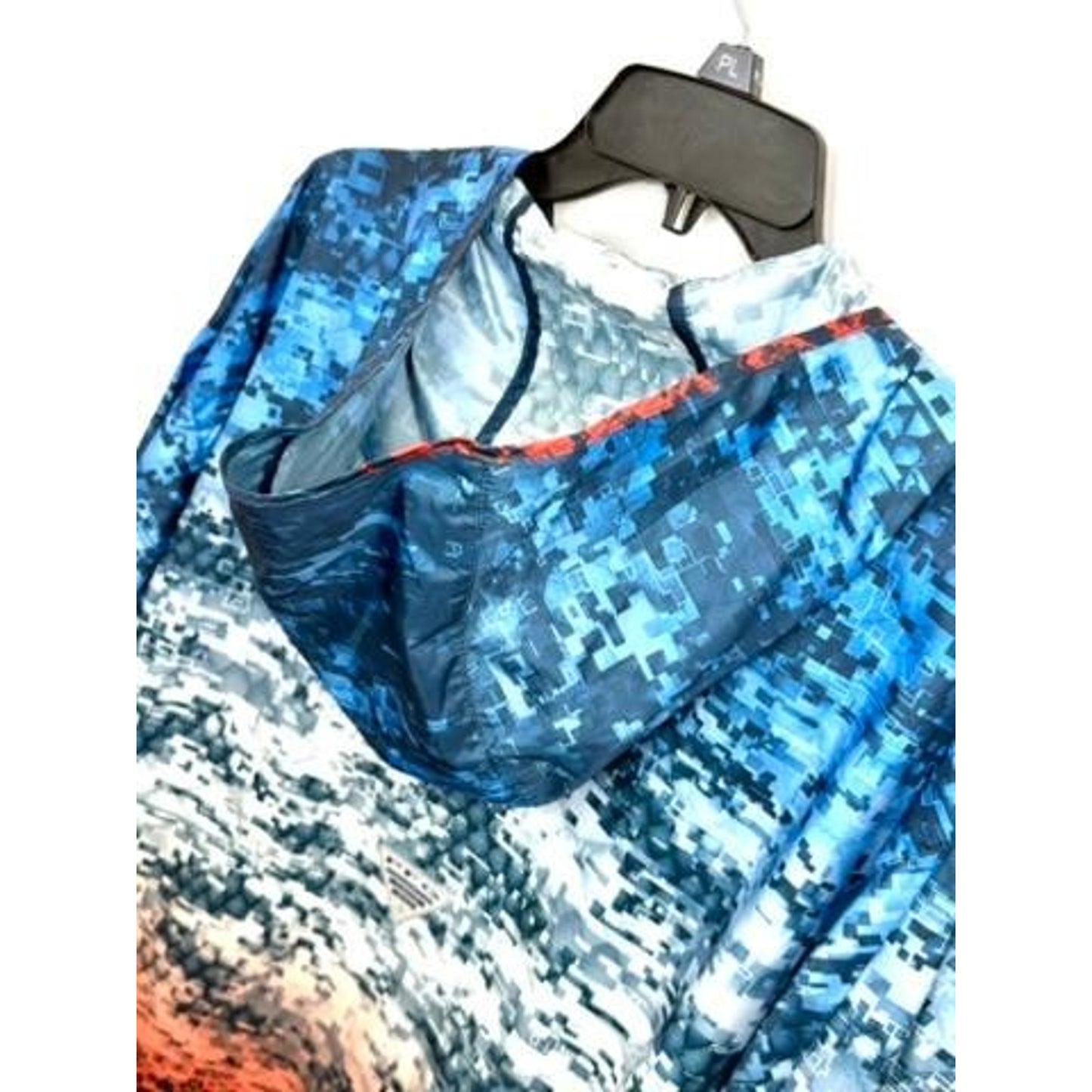 Columbia PFG Windbreaker Jacket Mens XXL Digital Camo Blue Red Full Zip Hooded