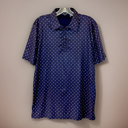 QED Style Polo Shirt Men’s Medium Blue Short Sleeve Polyester Blend Golf Golfer