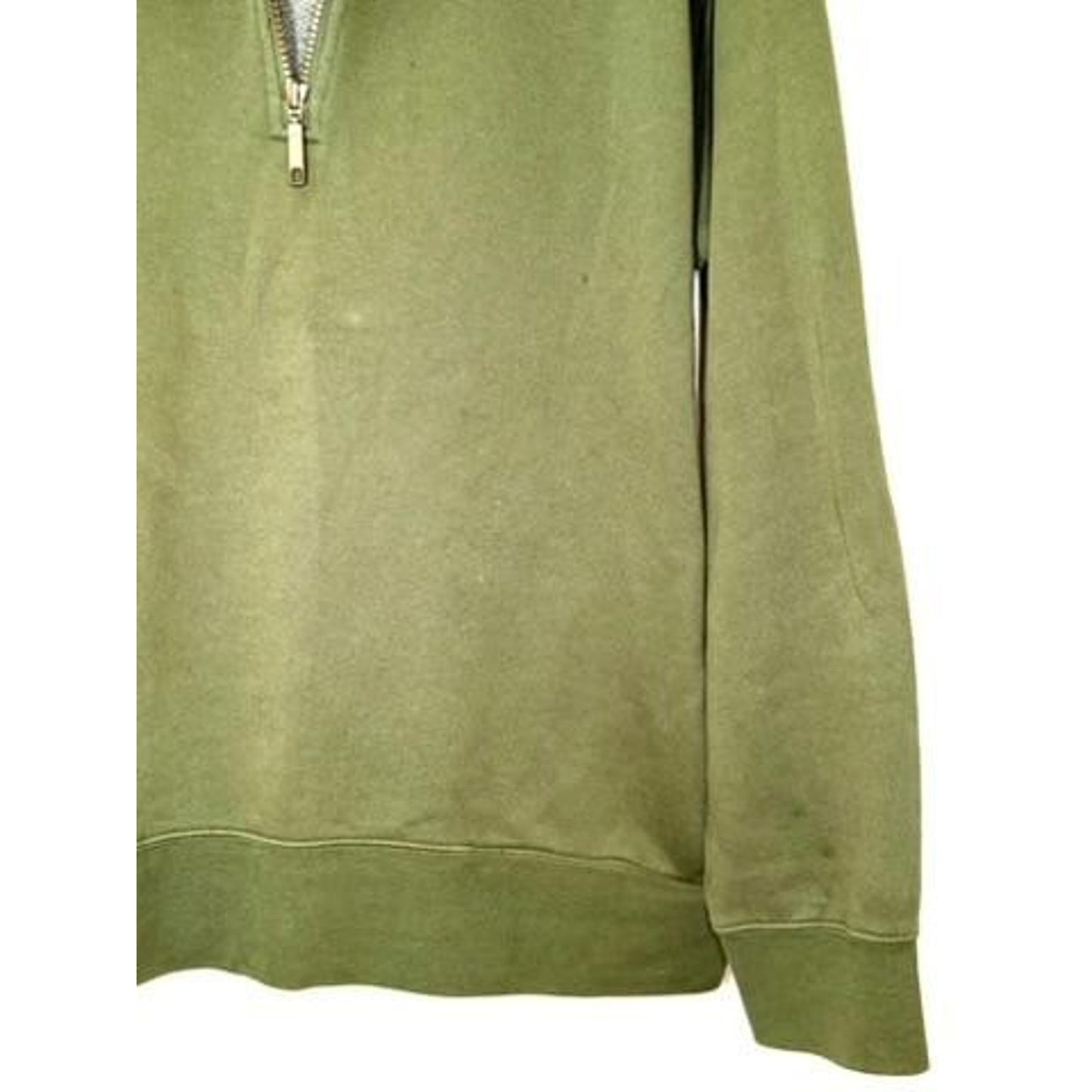 Orvis 1/4 Zip Pullover Sweater Mens Large Green Fleece Lined Sweatshirt