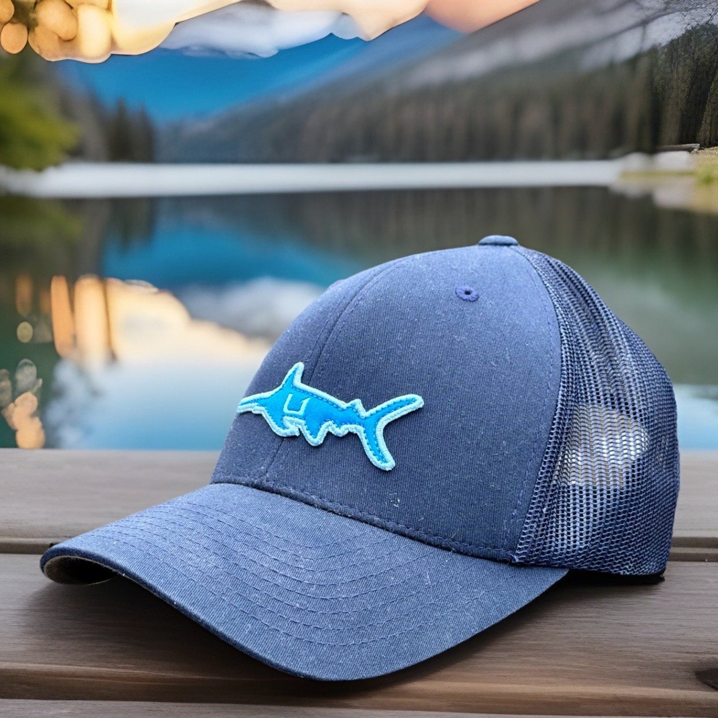 HUK MARLIN PTCH TRUCKER NAVAL-SNAPBACK - BLUE - Has Been Steam Cleaned
