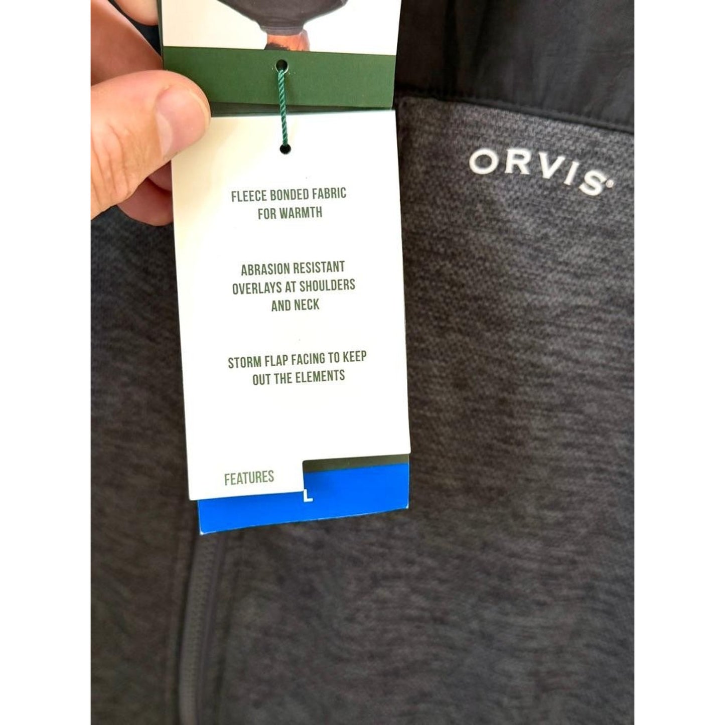 Orvis Bonded Mesh Full Zip Jacket Mens Large Phantom Black Fleece Lined NWT