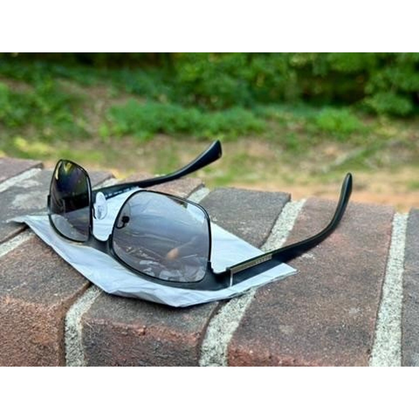 Prada SPR 51O Black Polarized Sunglasses Mens Square Half Rim Italy 58 17 140