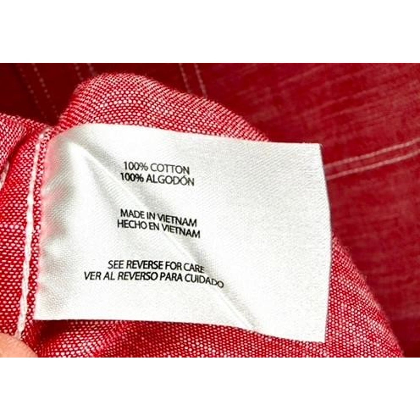 Woolrich Mens Medium Red Cotton Chambray Short Sleeve Button Up Work Shirt