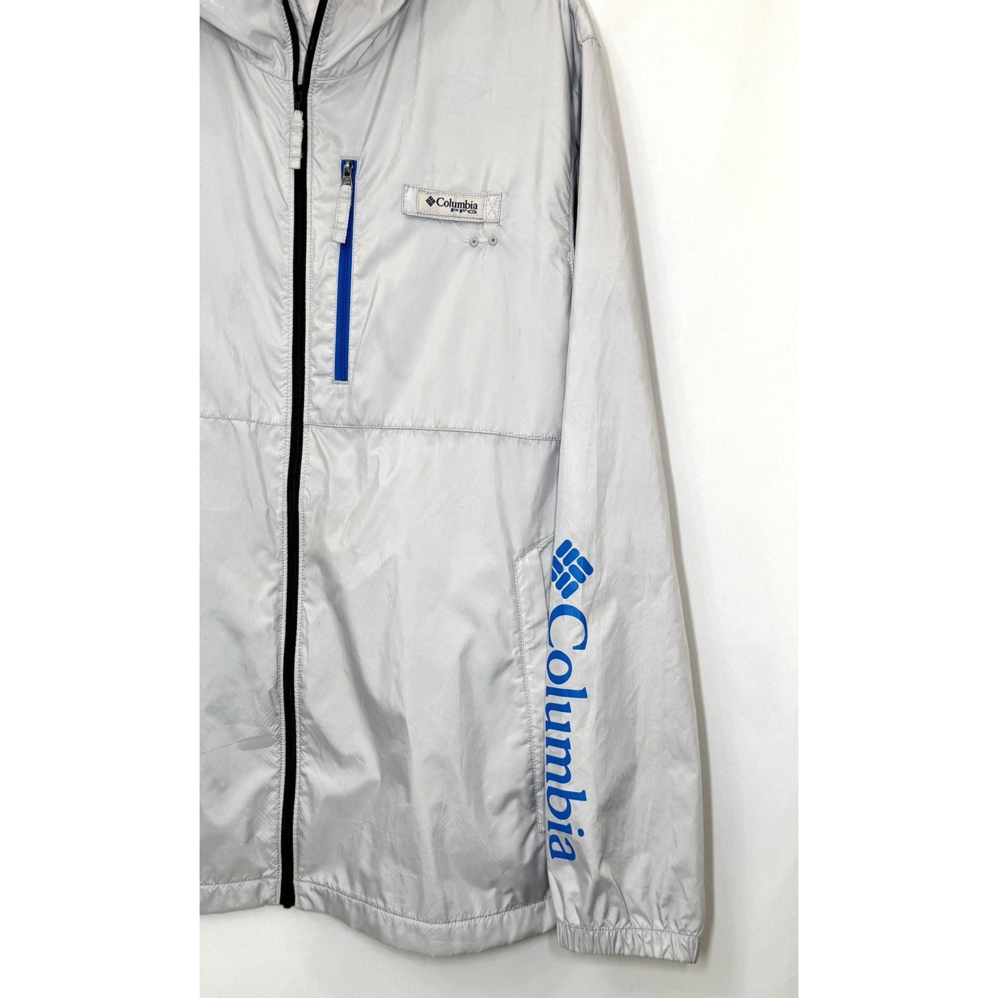 Columbia Terminal Spray PFG Grey Windbreaker Lightweight Jacket Men's Medium