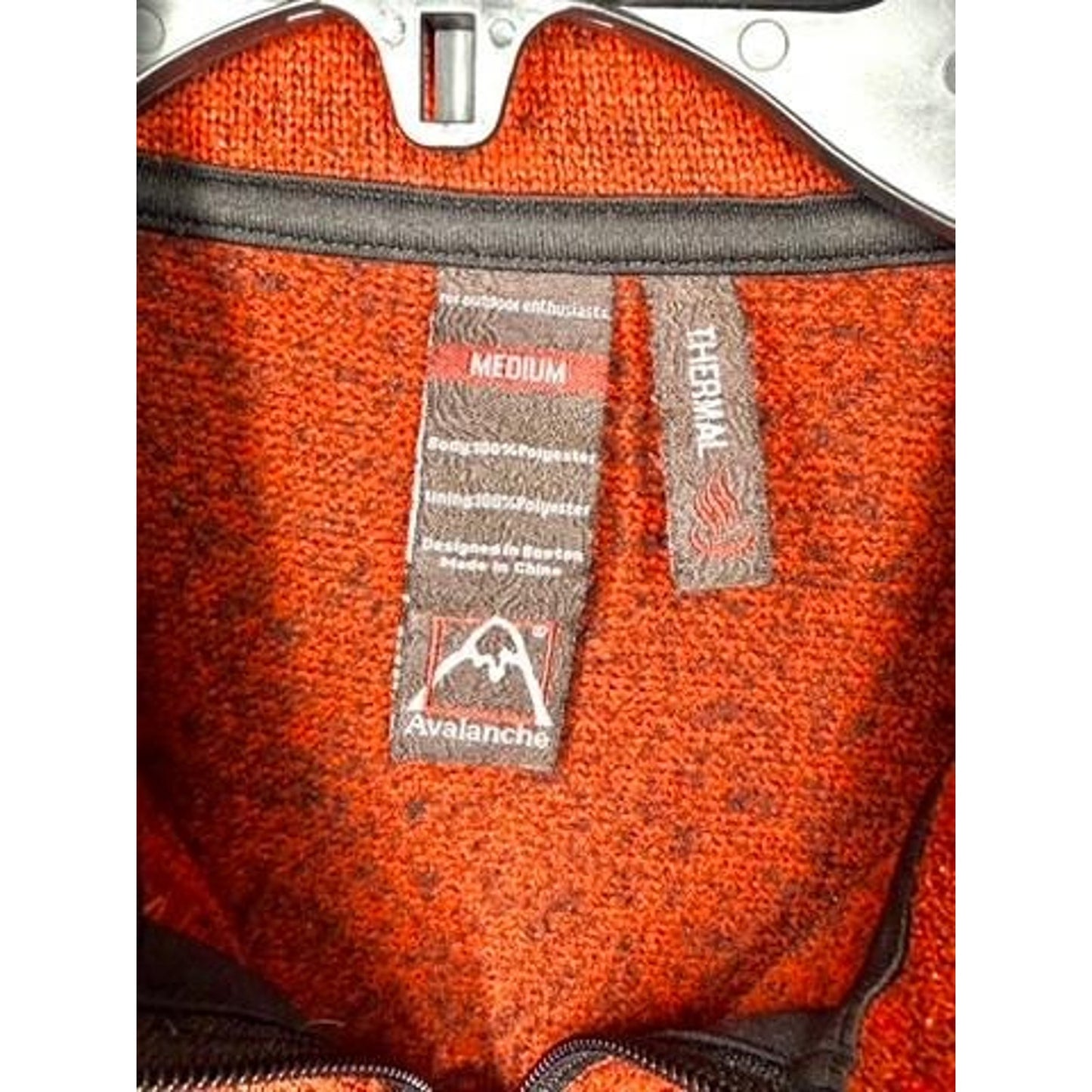 Avalanche Outdoor Supply Fleece Jacket Mens Medium Orange Knit Full Zip Thermal