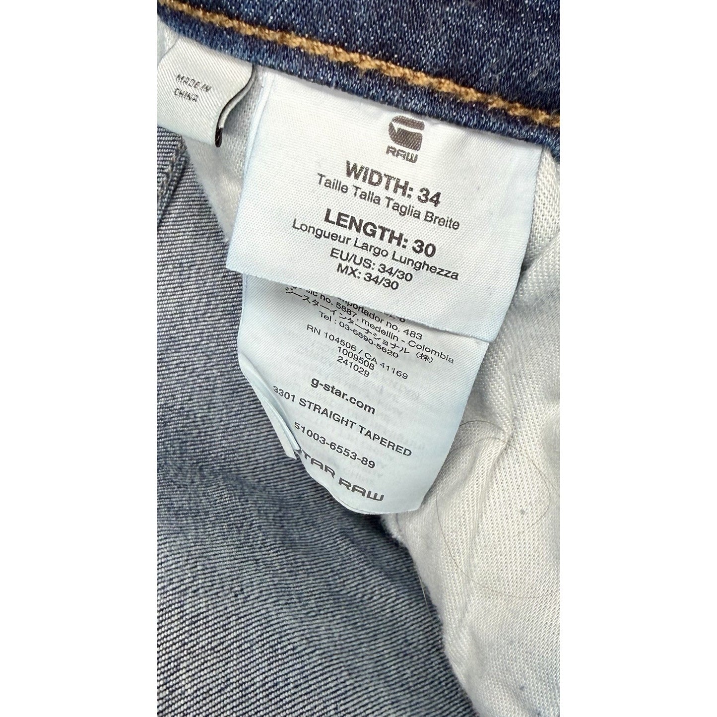 G-STAR RAW Men’s 3301 Straight Tapered / Slim/Skinny Jeans Size W34 L30 (34x30)