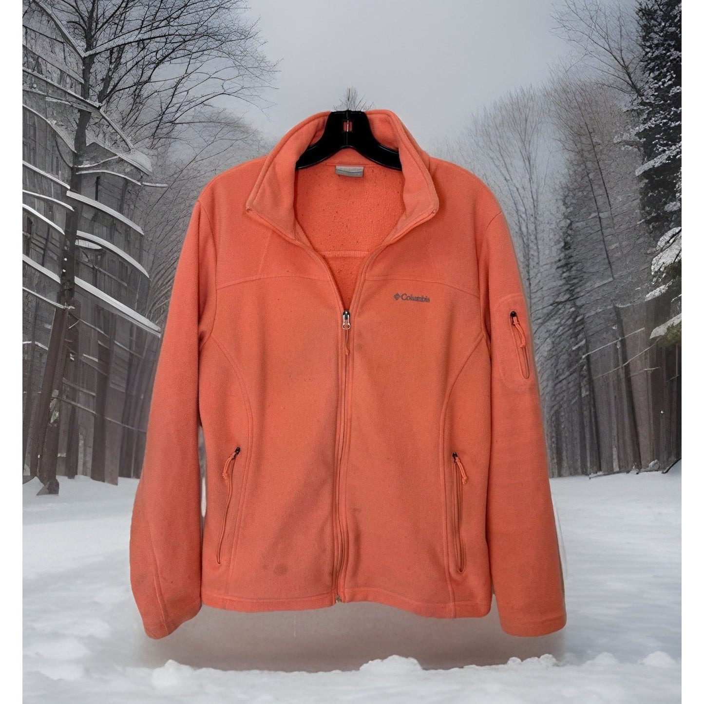 Columbia Jacket, Women's Size Large, Pink, Full Zip, Pocket on arm