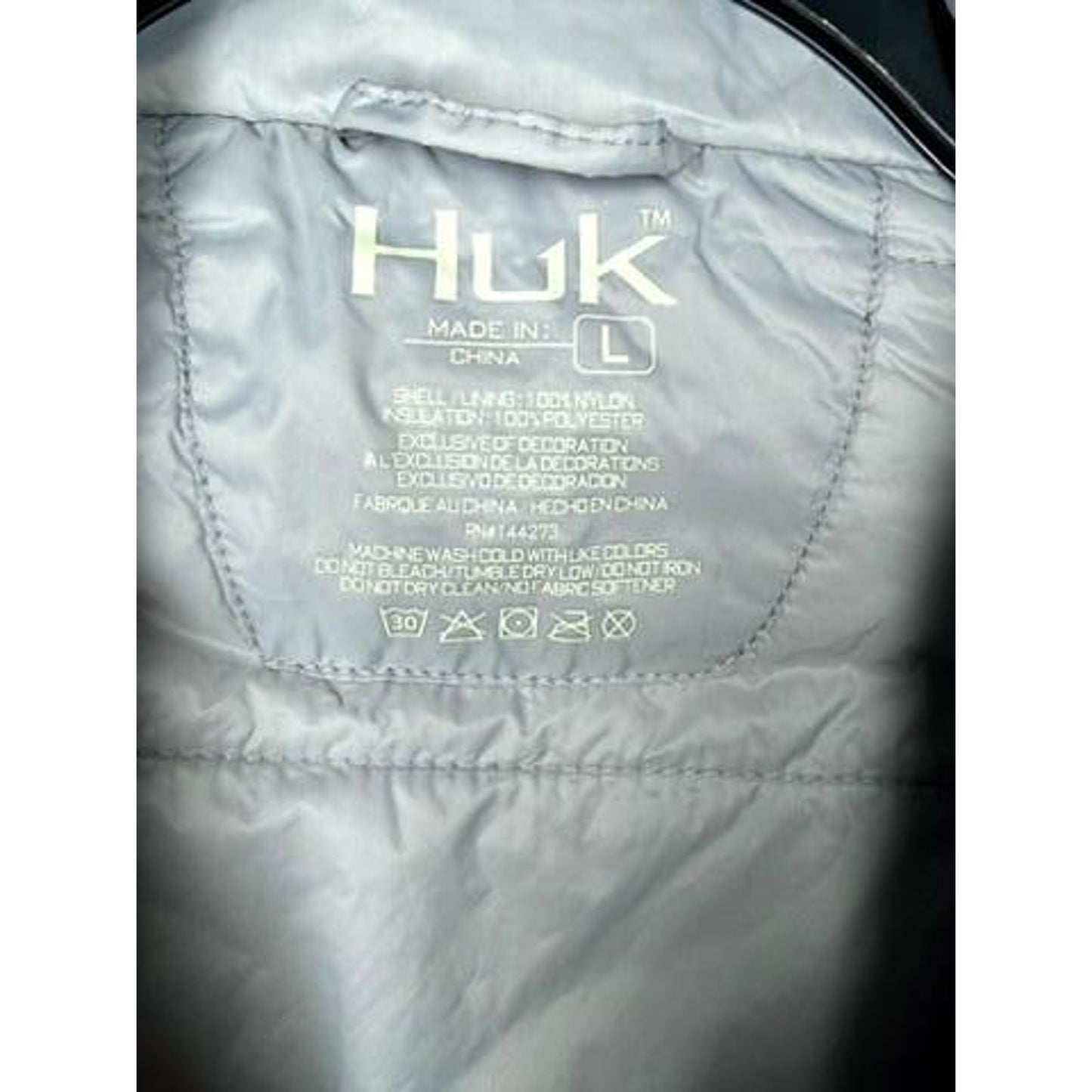 Huk Waypoint Insulated Vest Mens Large Gray Primaloft Fishing Full Zip New NWT