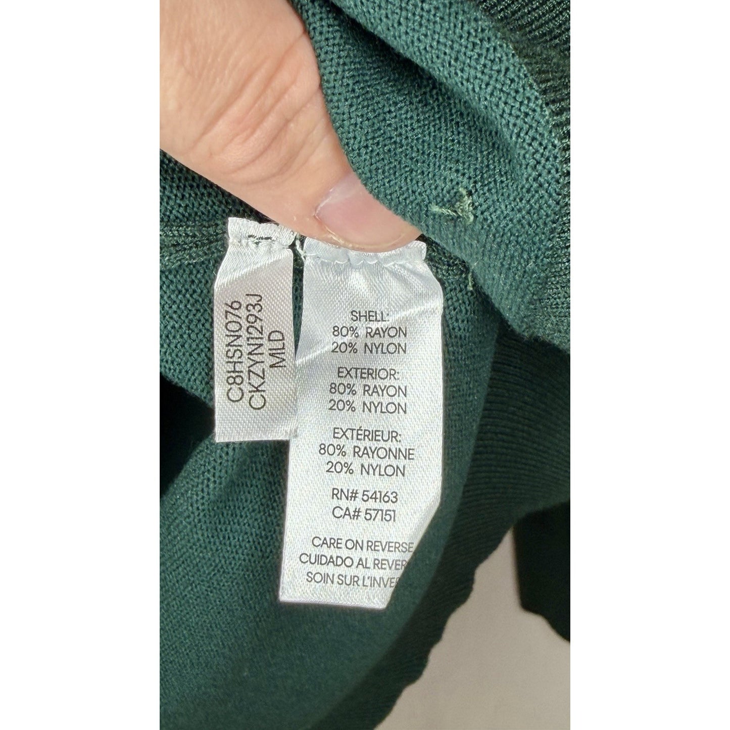 Calvin Klein Womens Turtleneck Dark Green Sweater Long sleeve M Gold Buttons