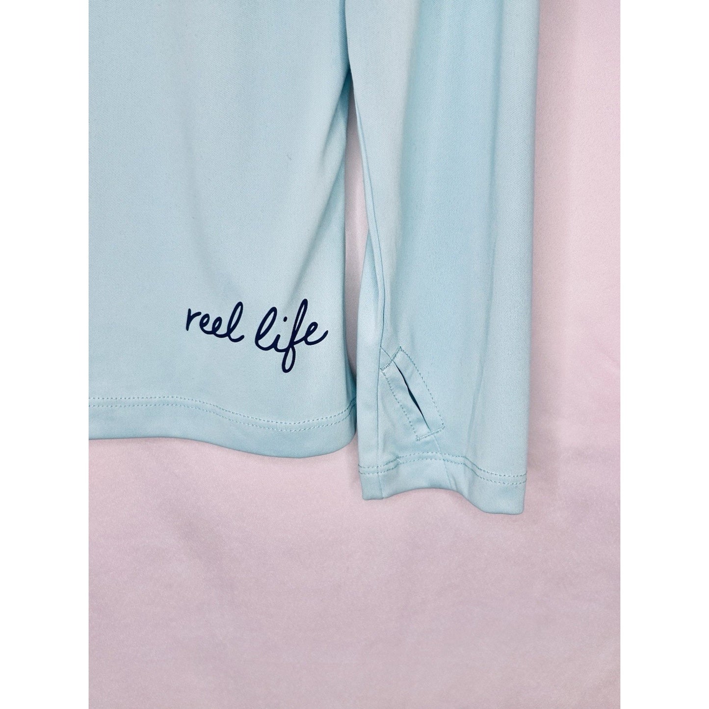 Reel Life Women's Sun Defender Round Neck Long Sleeve UV Top Blue Medium
