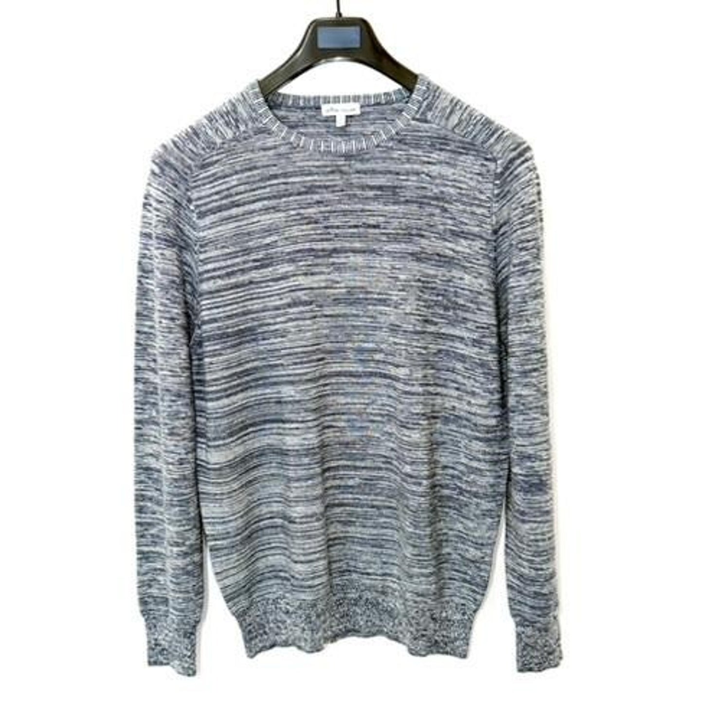 Peter Millar Crewneck Sweater Mens Large Blue Space Dye Merino Wool Linen Blend