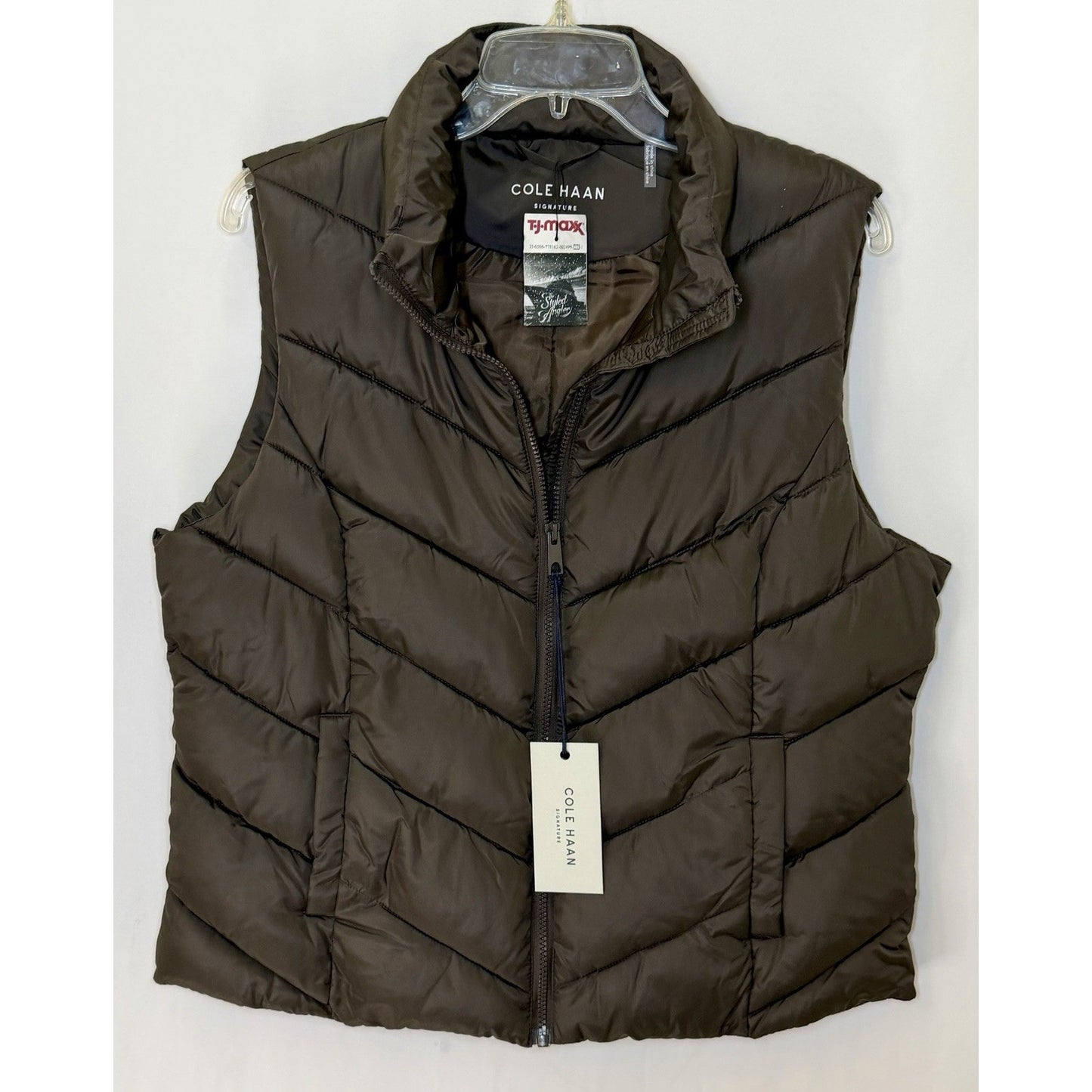 NWT Cole Haan Signature Chevron Quilted Vest / Women’s Large / Chocolate