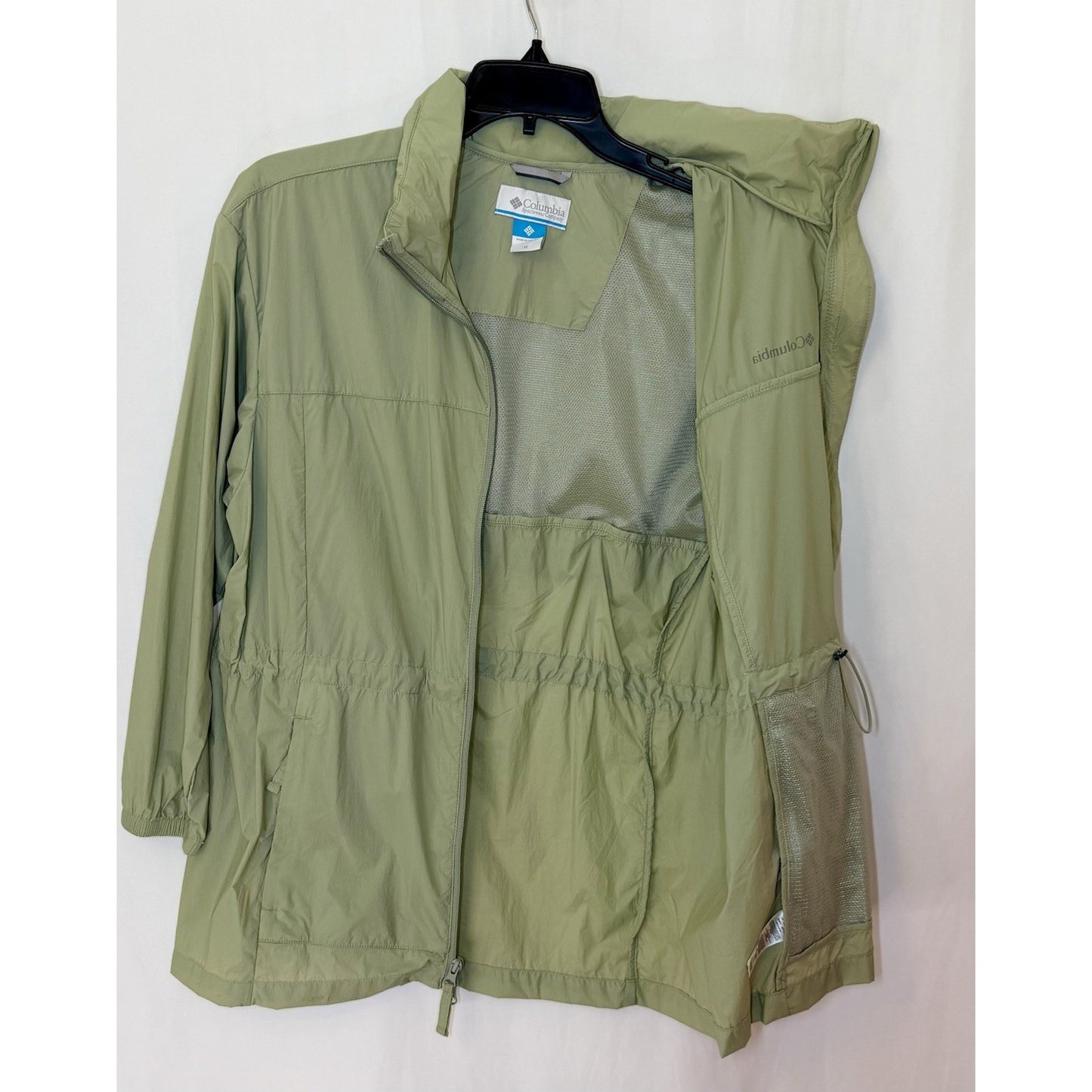 NWT Columbia Women’s Windbreaker Zip-Up Jacket Water Resistant Sage Green Hooded