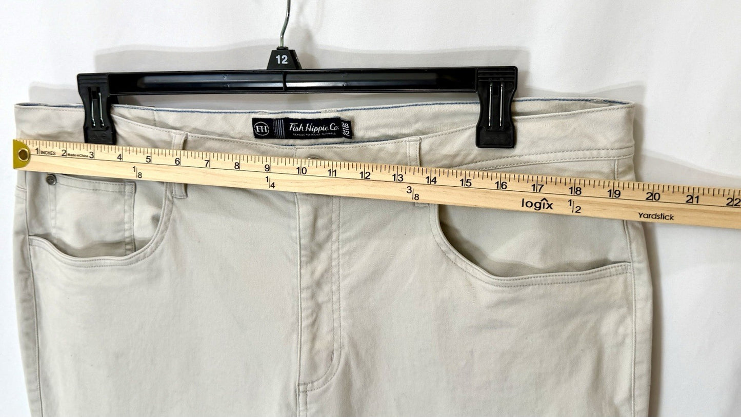 FISH HIPPIE CO. DUNEWALK 5 Pocket Stretch Pants 38x32 W38 L32 Tan / WORN ONCE!!
