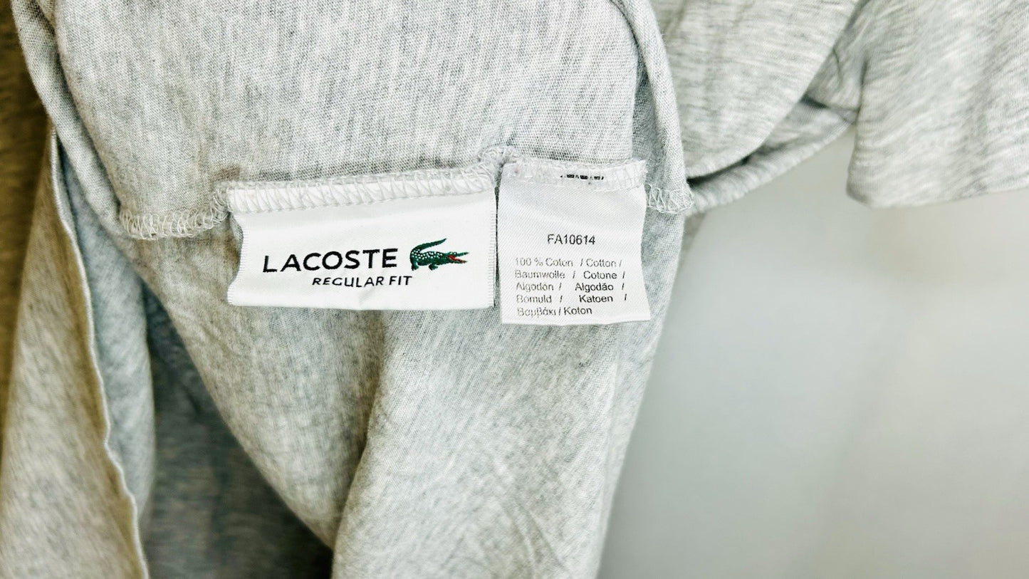 LACOSTE Pima Cotton GREY HEATHER V-Neck T-Shirt French , US Large