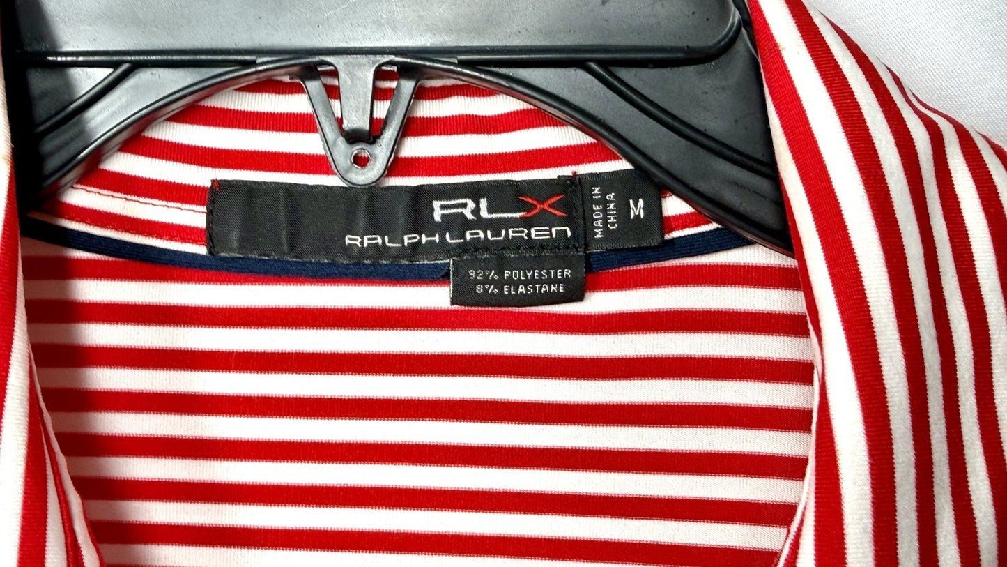 RLX Ralph Lauren Polo Shirt Mens Large Red White Blue Golf Lightweight Medium M