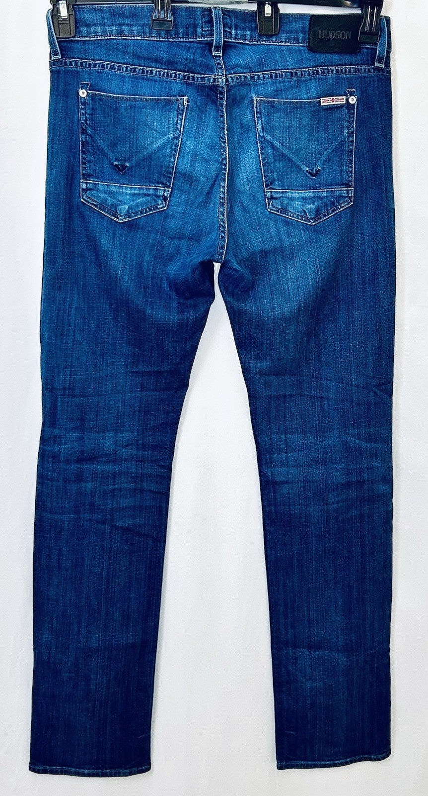 Hudson Jeans Mens 33x32 Byron Five Pocket Straight Blue Button-Fly Preppy City