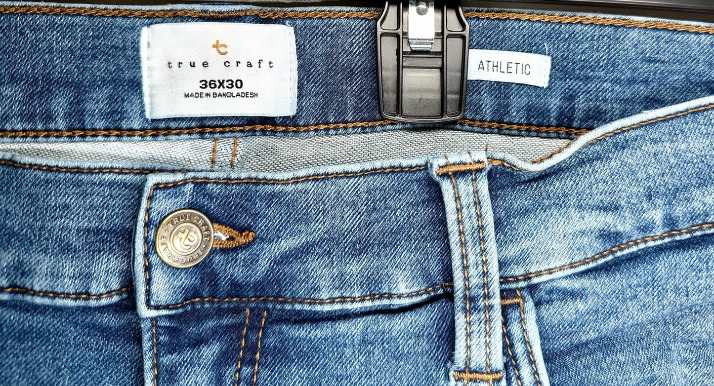 True Craft Athletic Fit Jeans Men’s 36x30 Jeans (Measures 36x26) Medium Wash
