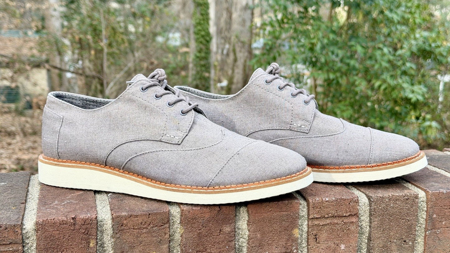 TOMS Brogue Oxford Men’s Size 11 - Dary Gray Leather/Washed Canvas - New w/o Box