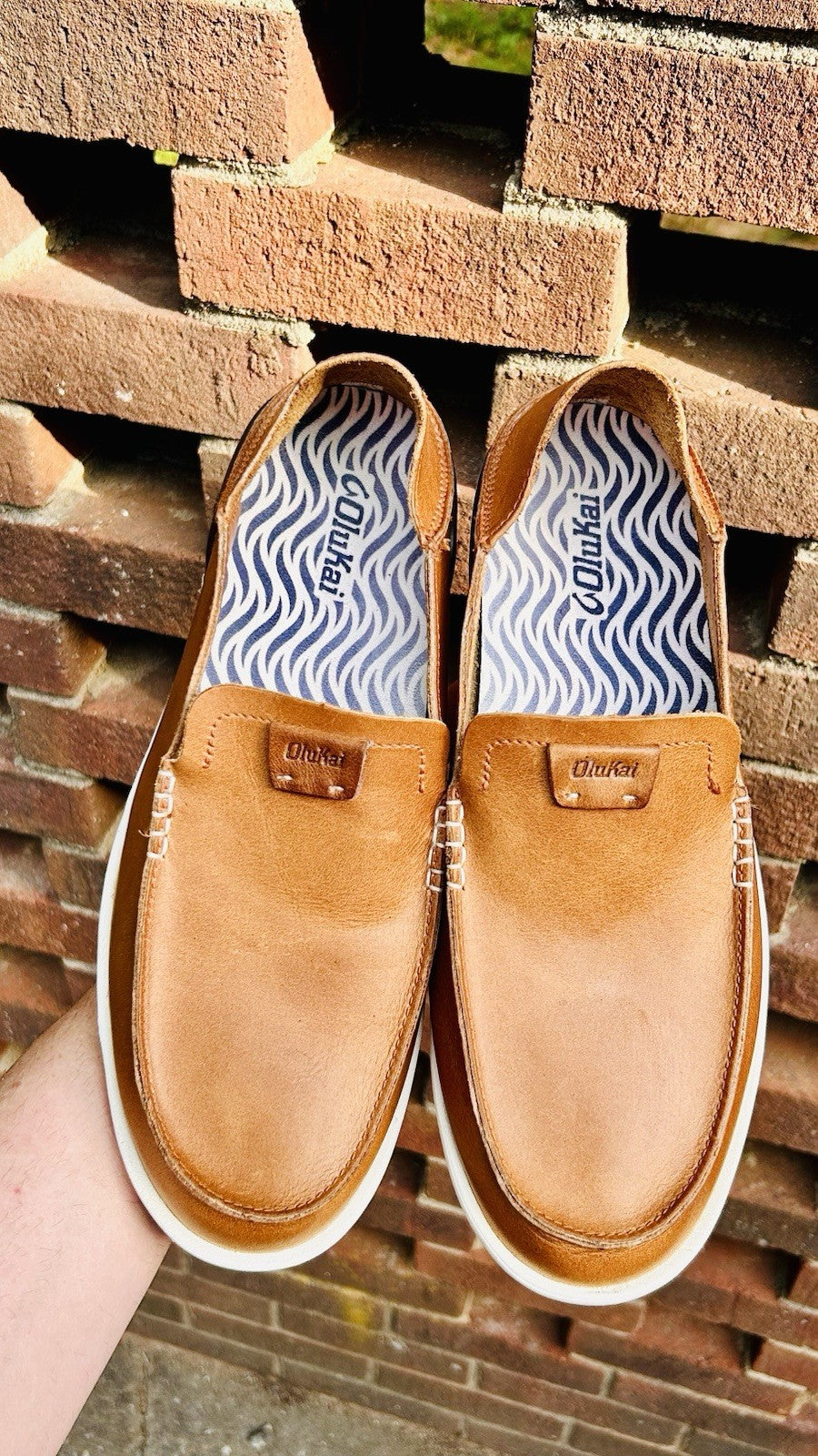 NWOT Olukai Kakaha Fox/Fox Leather Slip-on Shoes US Size Men’s 11 ($130 Retail)