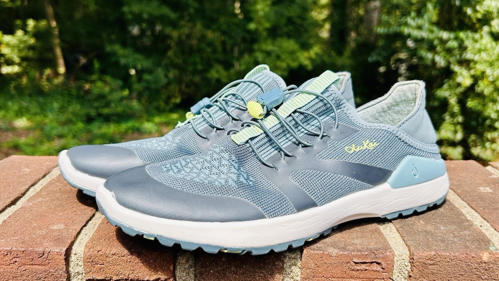 Olukai Women's Miki Trainer Athletic Casual Shoe Iron / Mineral Blue Size 7M