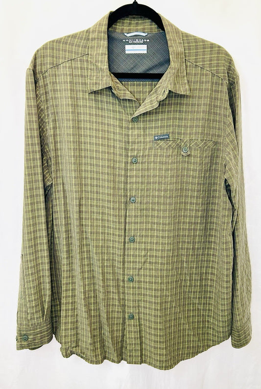 Columbia Omnishade Men Size Large Full Button Down Long Sleeve Shirt