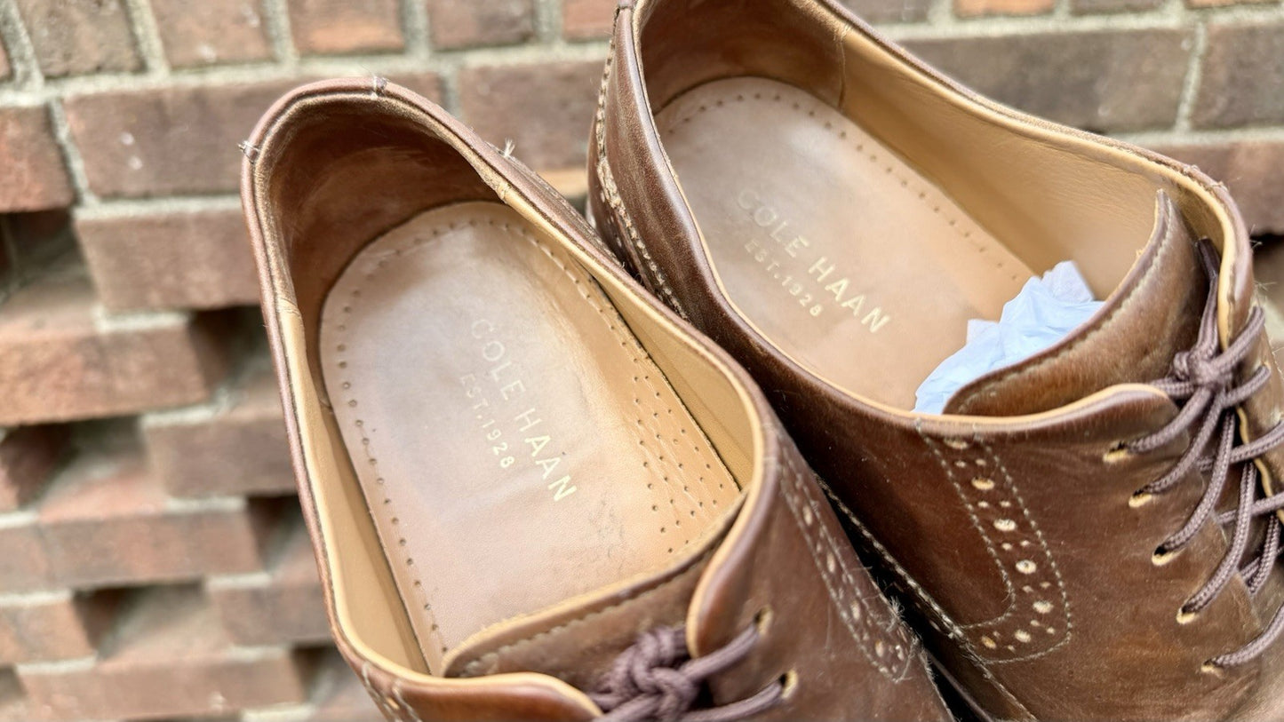 Cole Haan Men's Warren Welt Wingtip Oxford Brown Leather Size 11.5 M